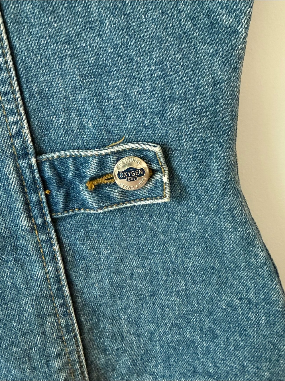 Vintage 90s Women’s Oxygen Denim Vest Zip Up Fitted Sleeveless Top XL - Picture 12 of 15